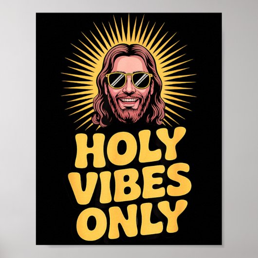 Holy Vibes Only Funny Jesus Religious Christian Fa Poster (Voorkant)