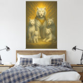 Holy White Tiger Emperor – Ascended Royal Family Canvas Afdruk (Insitu (Slaapkamer))