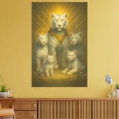 Holy White Tiger Emperor – Ascended Royal Family Canvas Afdruk (Insitu (Woonkamer))
