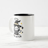 Holy Witch Praying Angel Halloween Mug | Two-Sided Tweekleurige Koffiemok (Voorkant links)