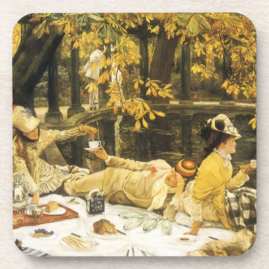 Holyday, de picknick van James Tissot, Victoriaans Bier Onderzetter (Voorkant)