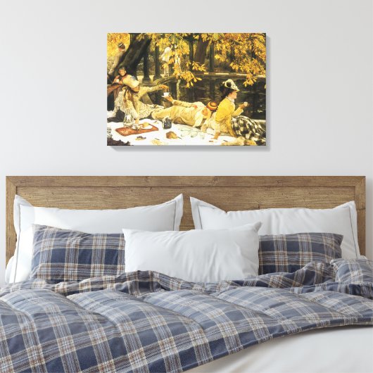 Holyday, de picknick van James Tissot, Victoriaans Canvas Afdruk (Insitu (Slaapkamer))