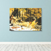 Holyday, de picknick van James Tissot, Victoriaans Canvas Afdruk (Insitu (Houten vloer))