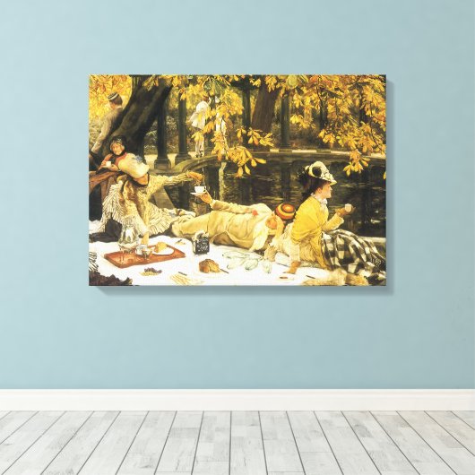 Holyday, de picknick van James Tissot, Victoriaans Canvas Afdruk (Insitu (Houten vloer))