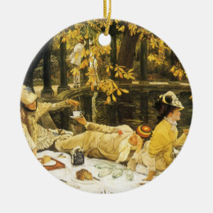 Holyday, de picknick van James Tissot, Victoriaans Keramisch Ornament