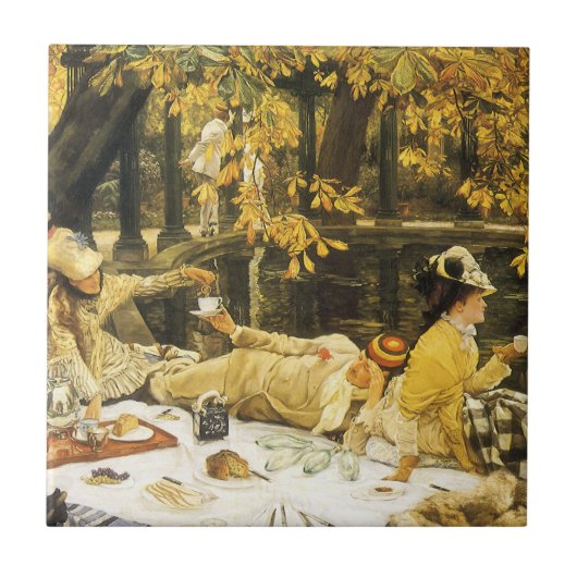 Holyday, de picknick van James Tissot, Victoriaans Tegeltje (Voorkant)