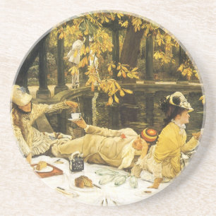 Holyday, de picknick van James Tissot, Victoriaans Zandsteen Onderzetter