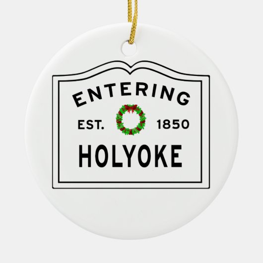 Holyoke, MA Holiday Wreath Metal Ornament (Voorkant)