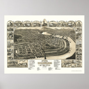 Holyoke, MA Panoramic Map - 1881 Poster