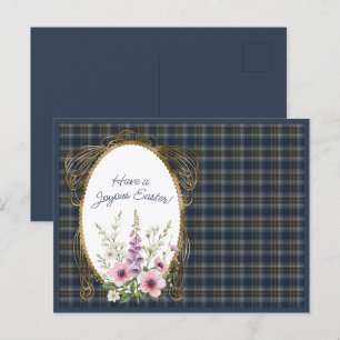 Holyrood Originele Schotse Tartan Pasen Bloem Feestdagenkaart