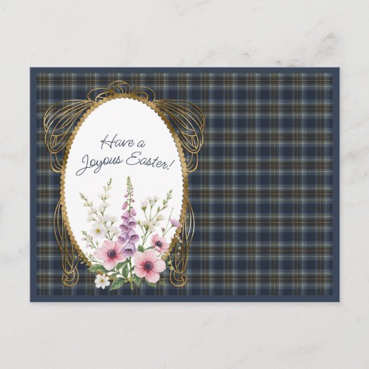 Holyrood Originele Schotse Tartan Pasen Bloem Feestdagenkaart (Voorkant)