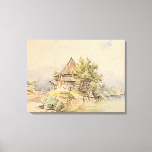 Holzhütte am See - Carl Lafite Canvas Afdruk (Voorkant)