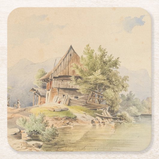 Holzhütte am See - Carl Lafite Kartonnen Onderzetters (Voorkant)