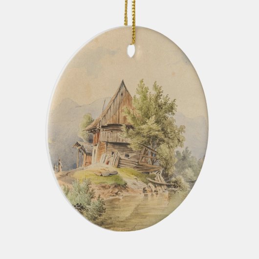 Holzhütte am See - Carl Lafite Keramisch Ornament (Rechts)