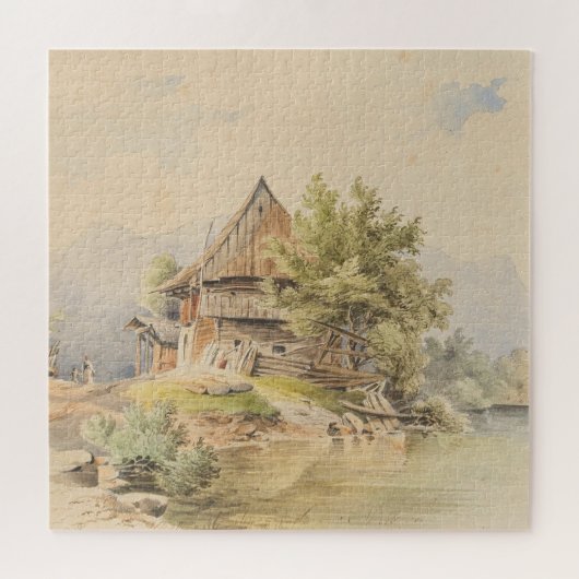 Holzhütte am See - Carl Lafite Legpuzzel (Horizontaal)