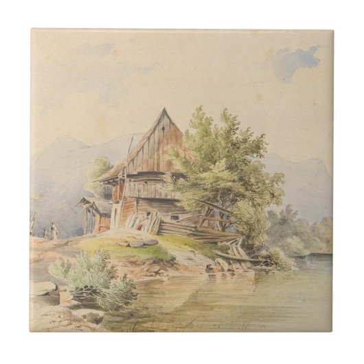 Holzhütte am See - Carl Lafite Tegeltje (Voorkant)