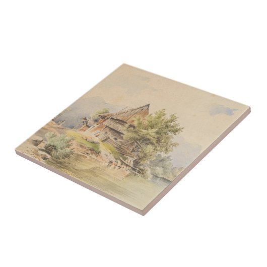 Holzhütte am See - Carl Lafite Tegeltje (Zijkant)