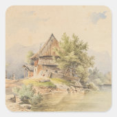 Holzhütte am See - Carl Lafite Vierkante Sticker (Voorkant)