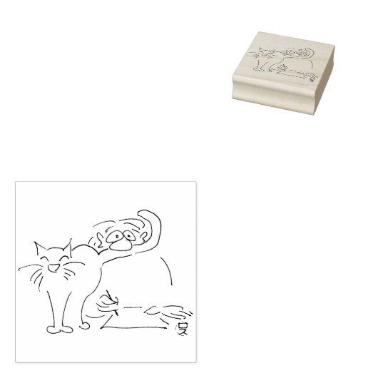 Holzstempel mit Katzencartoon „Katzensympathie" Rubberstempel (Gestempeld)