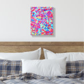 Homage à Pollock 1, levendige verfdruppelcanvas Canvas Afdruk (Insitu (Slaapkamer))