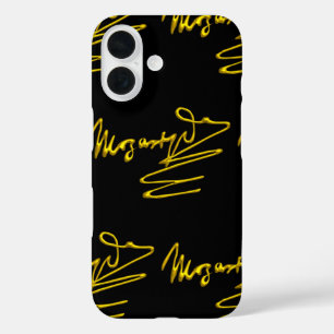 HOMAGE AAN MOZART 3D Gold Signature Composer Black iPhone 16 Hoesje