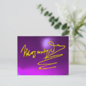 HOMAGE AAN MOZART 3D Gold Signature Composer Paars Briefkaart (Staand voorkant)