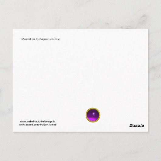 HOMAGE AAN MOZART 3D Gold Signature Composer Paars Briefkaart (Achterkant)