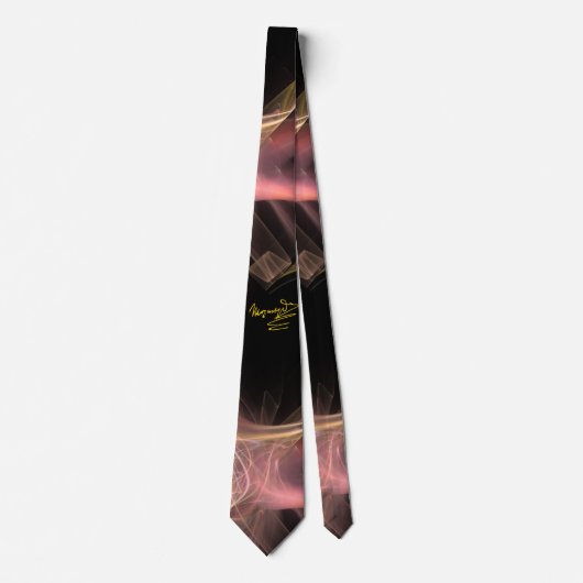 HOMAGE AAN MOZART/Antiek roze fractale cirkels, zw Stropdas (Voorkant)