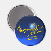 HOMAGE AAN MOZART, blauwe saffier Magneet (Voorkant / Achterkant)