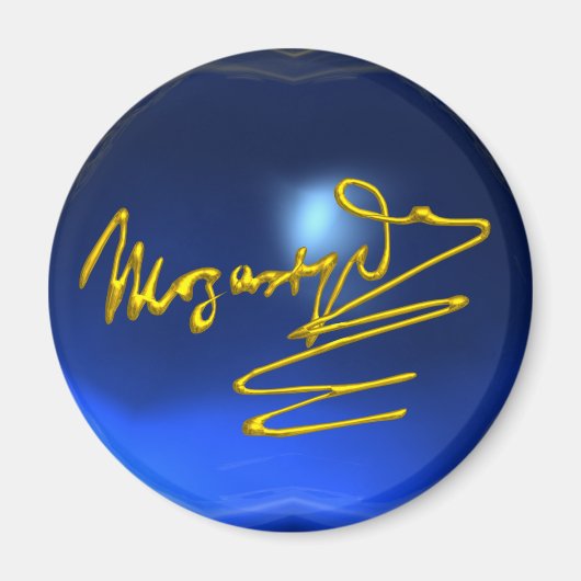 HOMAGE AAN MOZART, blauwe saffier Magneet (Voorkant)