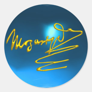 HOMAGE AAN MOZART, blauwe saffier Ronde Sticker