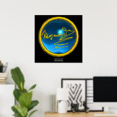HOMAGE AAN MOZART, Blauwe Sapphire kolossale groot Poster (Thuiskantoor)