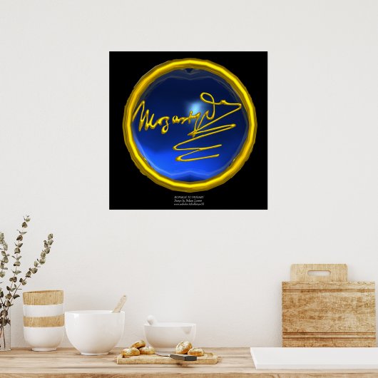 HOMAGE AAN MOZART, Blauwe Sapphire kolossale groot Poster (Keuken)