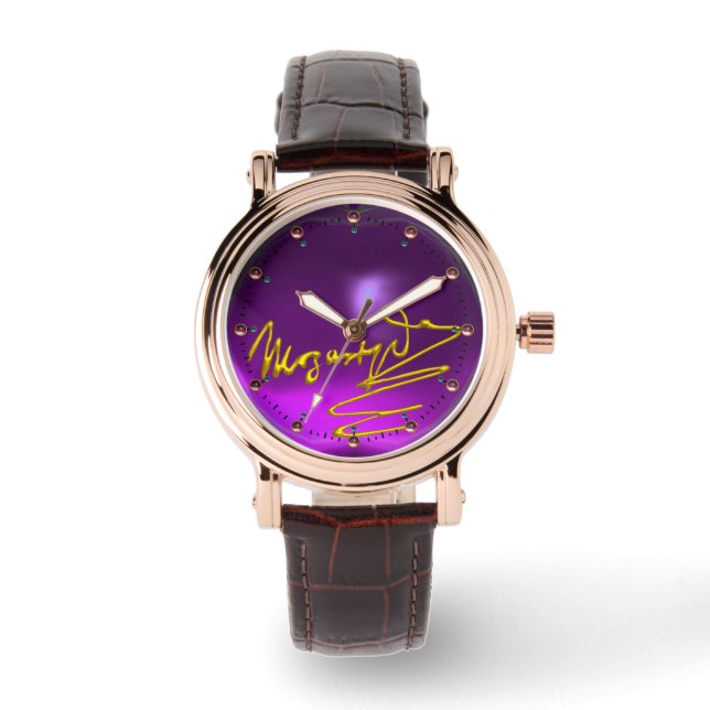 HOMAGE AAN MOZART-componist 3D Gold Signature Paar Horloge (Voorkant)