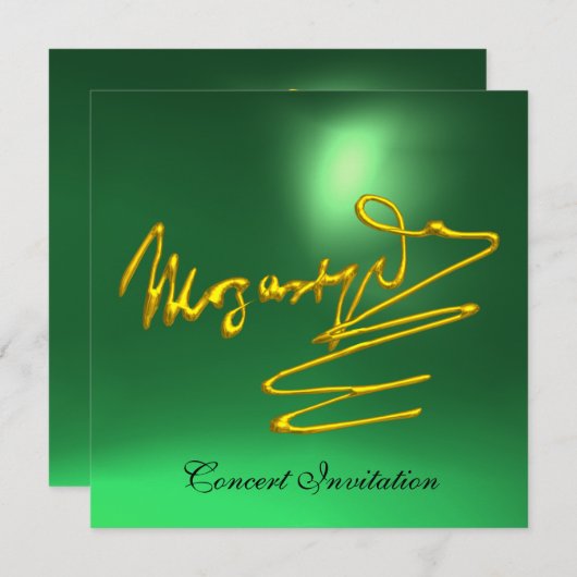 HOMAGE AAN MOZART Gold Handtekening Composer Green Kaart (Voorkant / Achterkant)