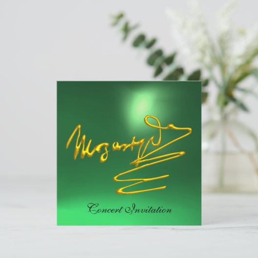 HOMAGE AAN MOZART Gold Handtekening Composer Green Kaart (Staand voorkant)