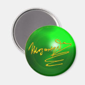 HOMAGE AAN MOZART Gold Handtekening Composer Green Magneet (Voorkant / Achterkant)