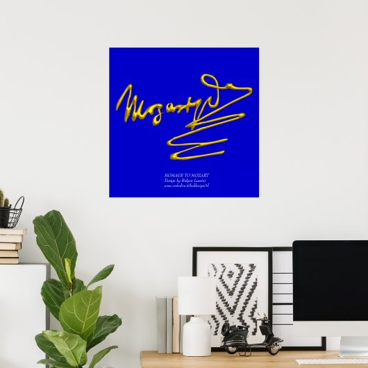 HOMAGE AAN MOZART Gold Handtekening van Composer B Poster (Thuiskantoor)