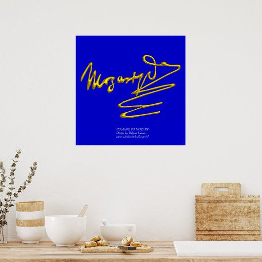 HOMAGE AAN MOZART Gold Handtekening van Composer B Poster (Keuken)