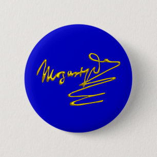 HOMAGE AAN MOZART Gold Handtekening van Composer B Ronde Button 5,7 Cm