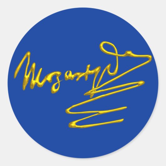HOMAGE AAN MOZART Gold Handtekening van Composer B Ronde Sticker (Voorkant)