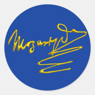 HOMAGE AAN MOZART Gold Handtekening van Composer B Ronde Sticker