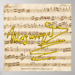 HOMAGE AAN MOZART Handtekening, Muziekblad voor pi Poster