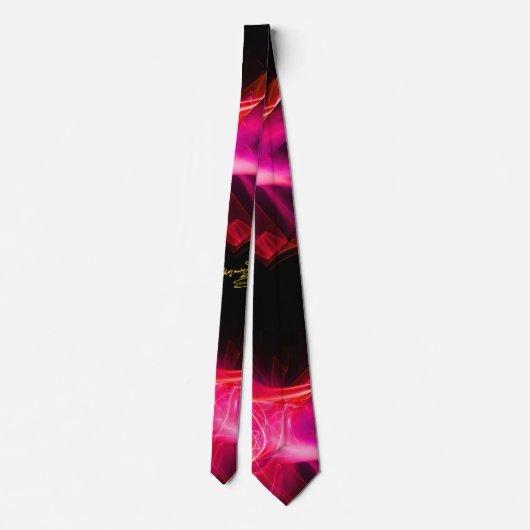 HOMAGE AAN MOZART /Pink Fuchsia Red Fractal Swirls Stropdas (Achterkant)