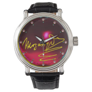 HOMAGE AAN MOZART, RED BURGUNDY GEMSTONE HORLOGE