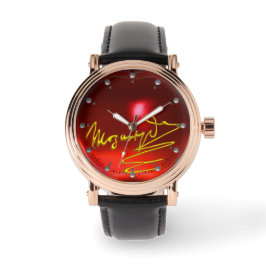 HOMAGE NAAR MOZART Composer 3D Gold Signature Red Horloge
