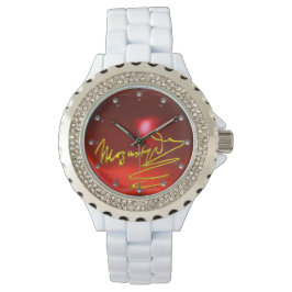 HOMAGE NAAR MOZART Composer 3D Gold Signature Red Horloge