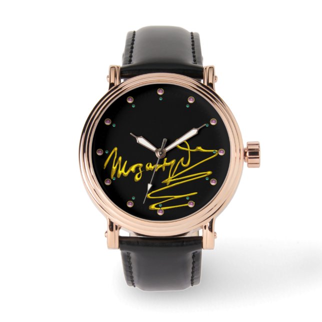 HOMAGE TOT MOZART Gold-handtekening van componist  Horloge (Voorkant)