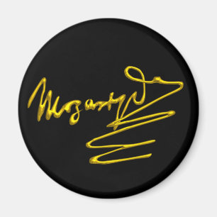 HOMAGE TOT MOZART Gold-handtekening van componist  Magneet