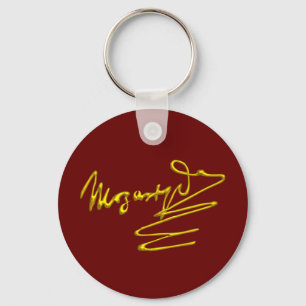 HOMAGE TOT MOZART Gold Handtekening van componist  Sleutelhanger